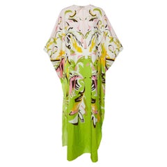 Emilio Pucci Pink/Green Platani Print Cotton Kaftan One Size
