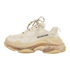 Balenciaga Zapatillas Triple S Beige Malla y Piel sintética Talla 36