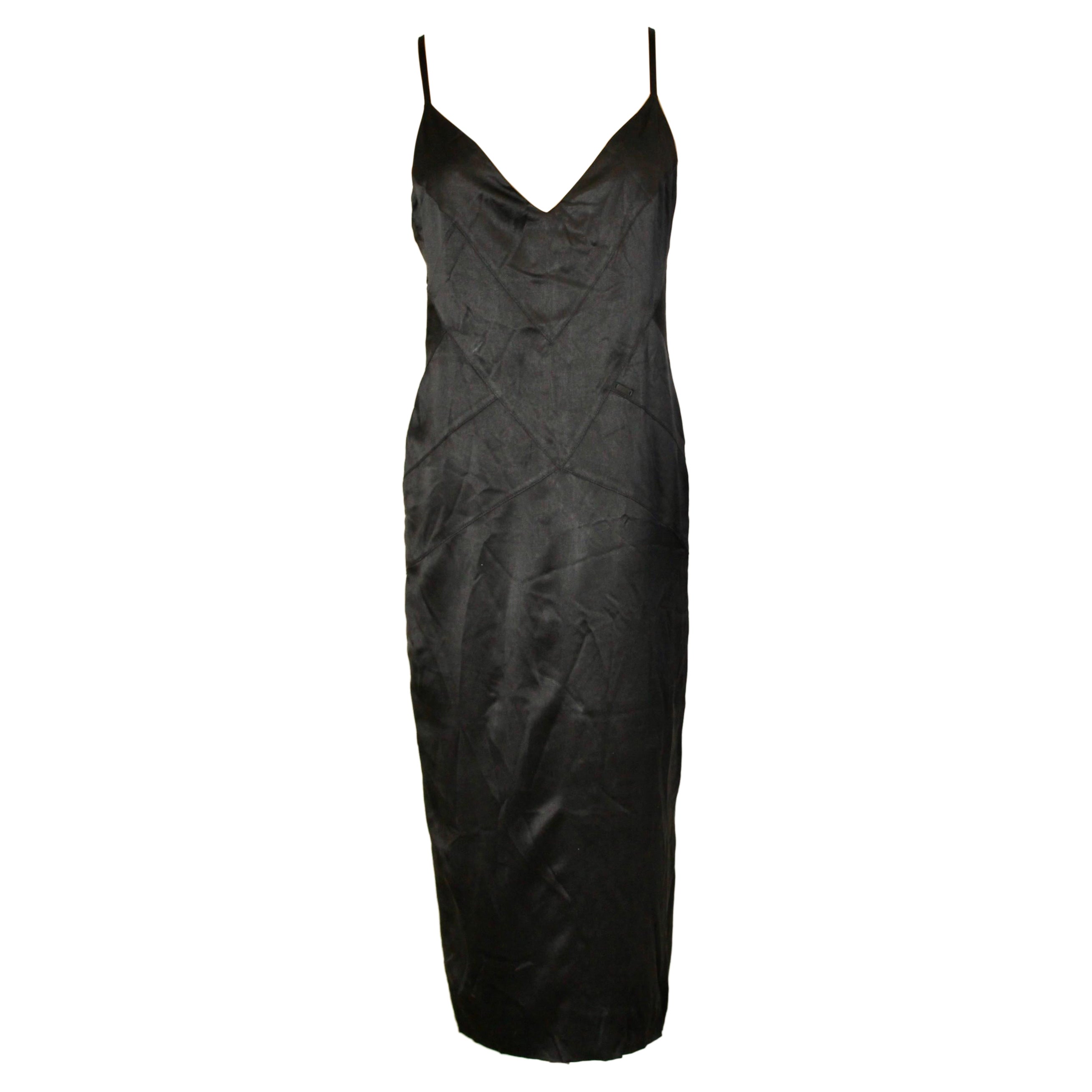 Chanel Black Silk Cocktail Dress For Sale