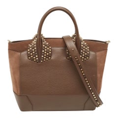 Christian Louboutin Dunkelbeige große Eloise Tote aus Leder und Wildleder