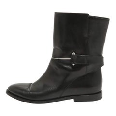 Used Balenciaga Black Leather Ankle Length Boots Size 41