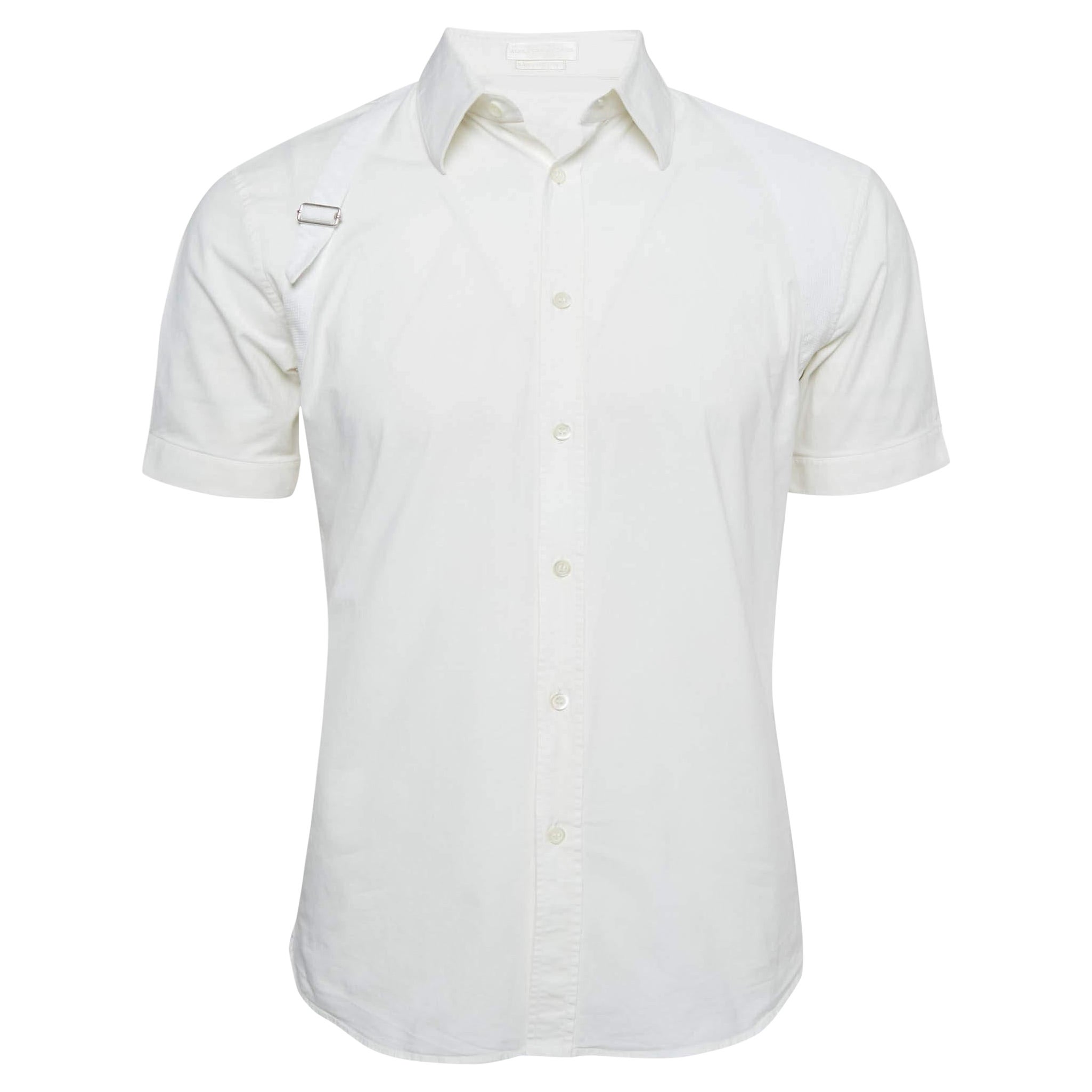 Alexander McQueen Camicia a maniche corte in cotone bianco HAR M. in vendita