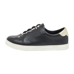 Fendi Black Leather Rockoclick Slip On Sneakers Size 39