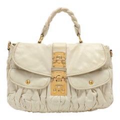 Miu Miu Beige Matelass&eacute; Leather Coffer Hobo
