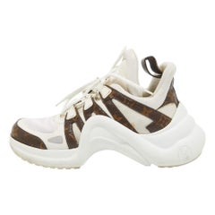 Louis Vuitton White Mesh and Monogram Canvas Archlight Sneakers Size 39