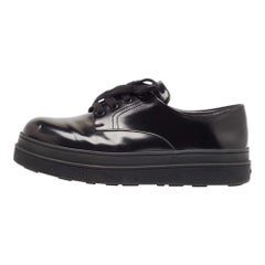 Prada Black Leather Lace Up Oxford Sneakers Size 41