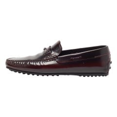 Tod's Burgundy Leather Slip On Loafers Size 43