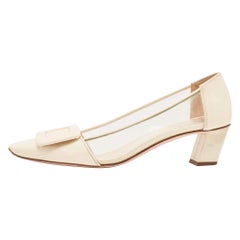Roger Vivier Cream Patent Leather and PVC Belle Vivier Pumps Size 36