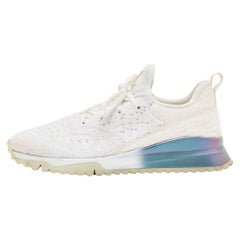 Louis Vuitton White Knit Fabric VNR Lace Up Sneakers Size 43