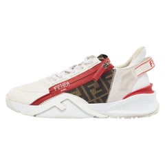 Fendi Multicolor Leather and Zucca Canvas Flow Sneakers Size 43