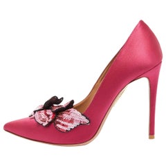 Aquazzura, raso rosa con paillettes e punta a punta, misura 37,5
