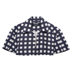Jacquemus - Top a quadri blu navy in misto seta Le Haut Bebi XS