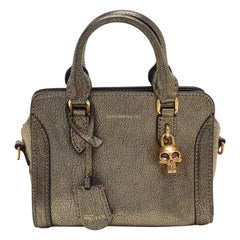 Alexander McQueen Gold Textured Leather Heroine Satchel