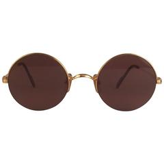 New Cartier Mayfair Round Half Frame Gold 47mm Brown Lens France Sunglasses