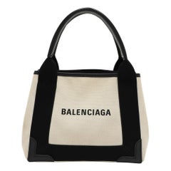 Bolso cabás Balenciaga de lona y piel blanco/negro