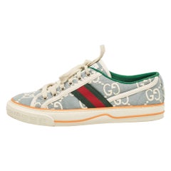 Gucci Blue/White Denim Tennis 1977 Lace Up Sneakers Size 39
