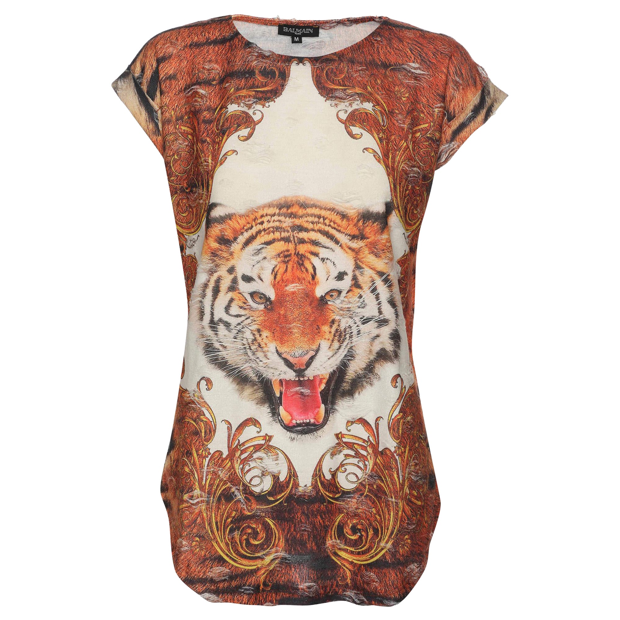 Balmain Multicolor Animal Print Jersey T-Shirt M