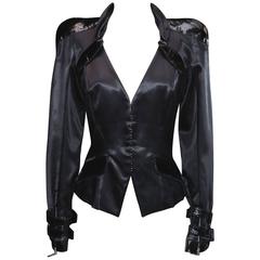 Christian Dior by Galliano Black Satin and Vinyl Jacket, 2004