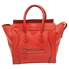 Celine Orange Leather Mini Luggage Tote