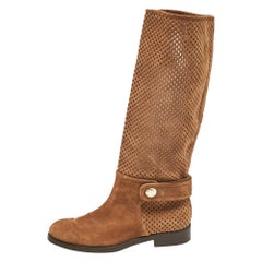 Louis Vuitton Brown Suede Knee Length Boots Size 37
