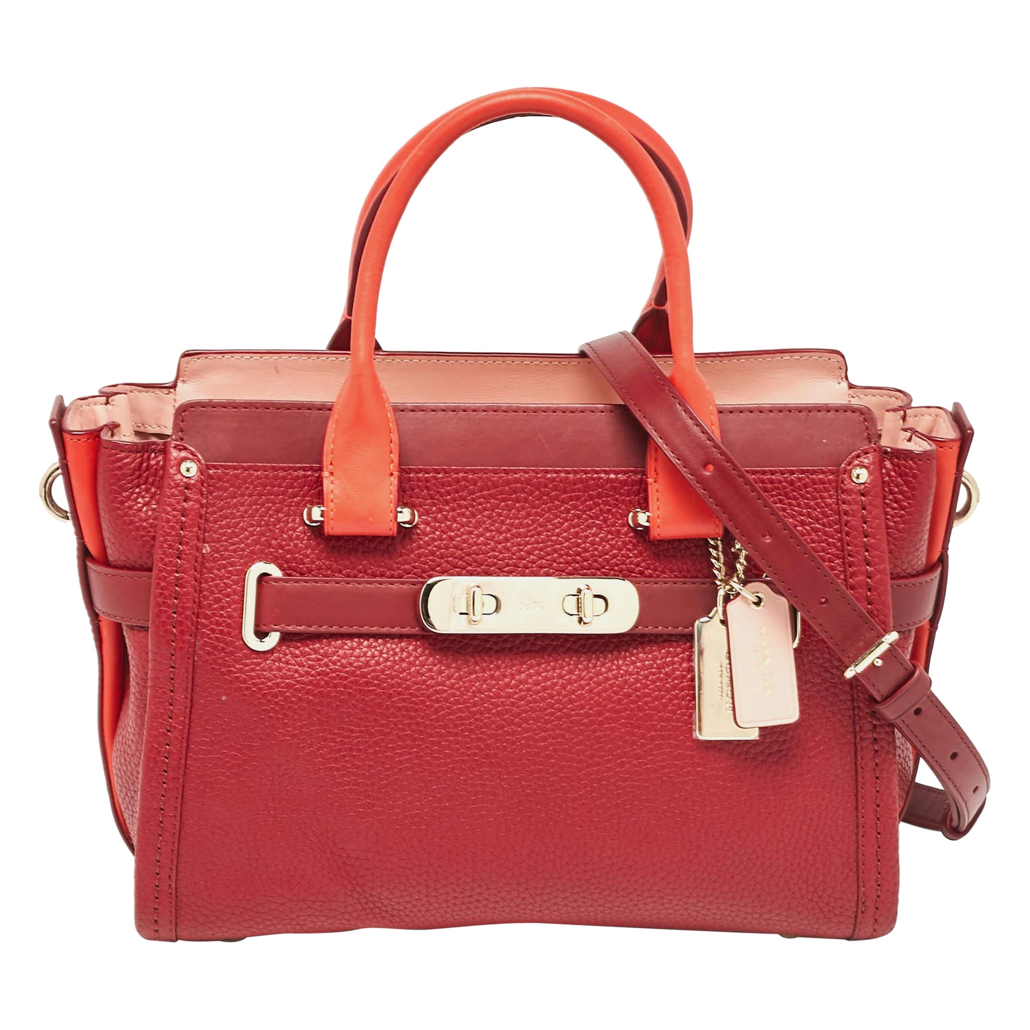 Coach Burgundy/Red Leather Swagger 27 Tote For Sale
