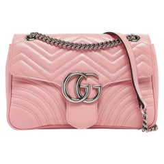 Gucci Pink Matelass&eacute; Leather Medium GG Marmont Shoulder Bag