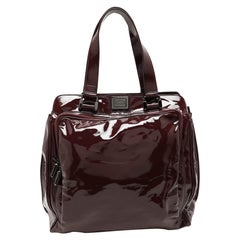 Celine Burgundy Patent Leather Front Pocket Satchel