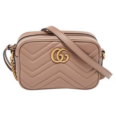 Gucci Dusty Pink Leather GG Marmont Mini Shoulder Bag