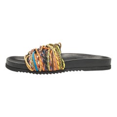 Burberry Multicolor Cord Melroy Slide Sandals Size 44