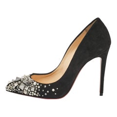 Christian Louboutin Black Suede Embellished Keopump Pumps Size 35