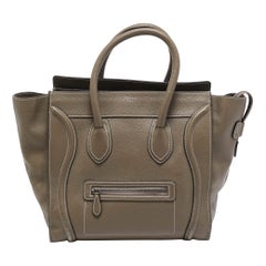 Celine Dark Beige Leather Mini Luggage Tote