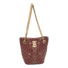 Mini sac seau Lola en cuir marron foncé Burberry