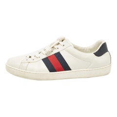 Gucci White Leather Web Ace Sneakers Size 42.5