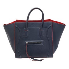 Celine Navy Blue Leather Medium Phantom Luggage Tote
