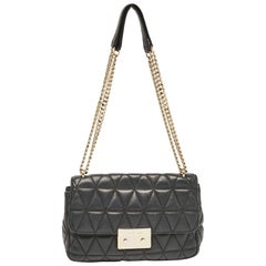 Micheal Kors Black Quilted Leather Large Sloan Shoulder Bag