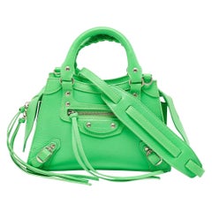 Balenciaga Neon Green Leather Mini Neo Classic Bag