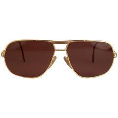 Vintage Cartier Tank 62mm Large Vendome Sunglasses France 18k Gold Sunglasses