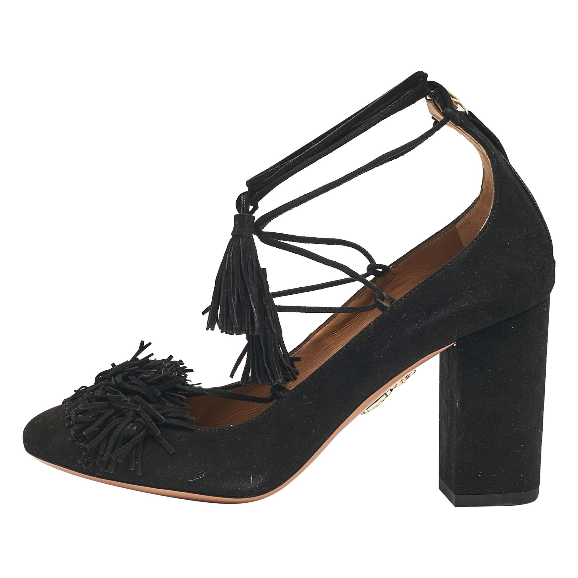 Aquazzura Black Suede Wild Thing Pumps Size 37.5 For Sale