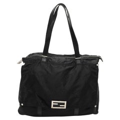 Fendi Black Zucchino Nylon Front Pocket Shoulder Bag