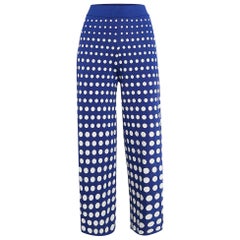 Carolina Herrera Pantaloni svasati in maglia blu Dot Dot Dot S