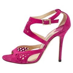 Jimmy Choo Purple Suede Ankle Strap Sandals Size 41