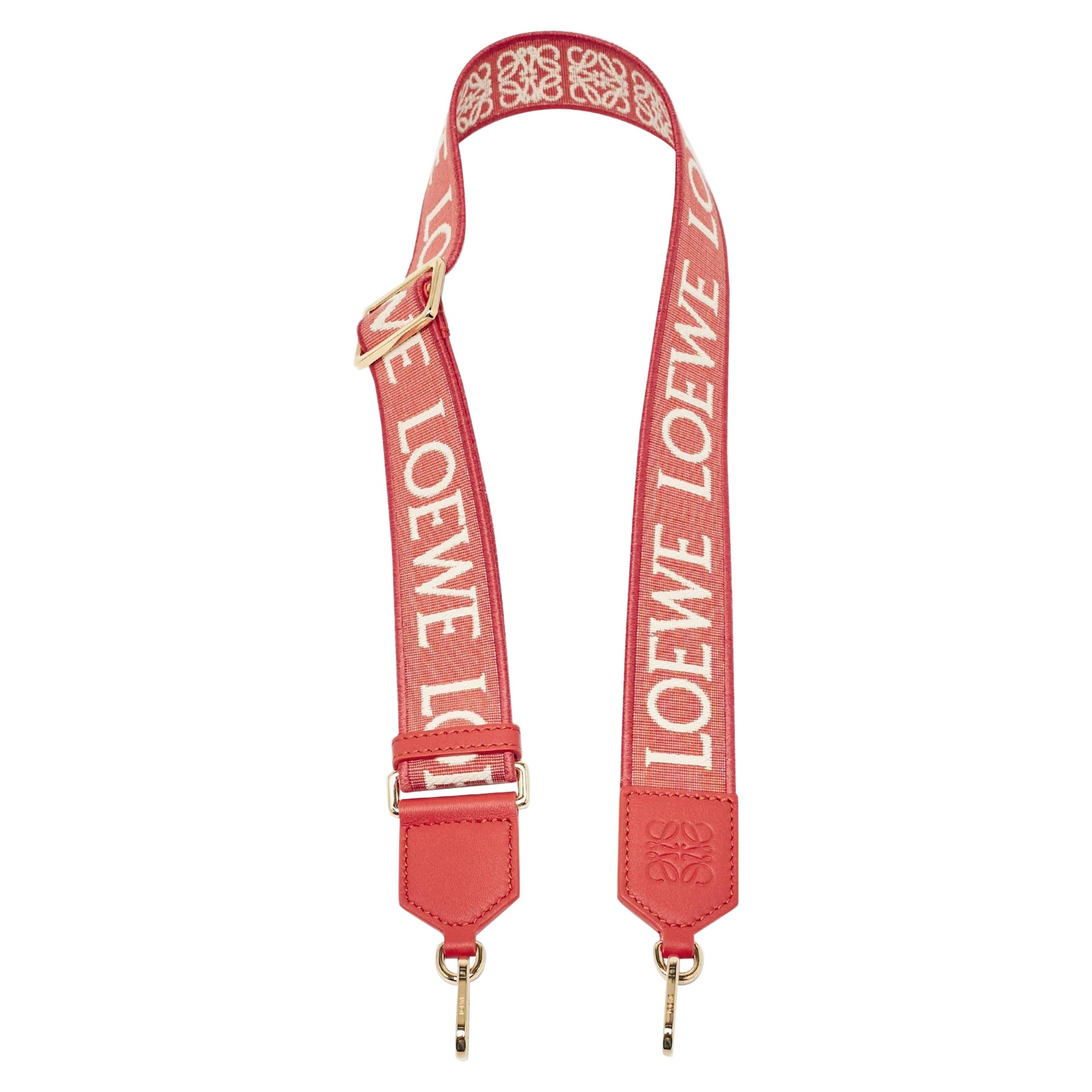 Loewe Orange/Beige Anagram Canvas and Leather Adjustable Bag Strap