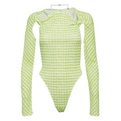 Jacquemus Green Checks Jersey Le Body Nodi Bodysuit M