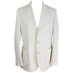 1990s Loro Piana Ivory Cotton Jacket Blazer 