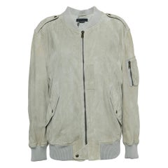 Alexander McQueen Grey Suede Zip-Up Jacket L