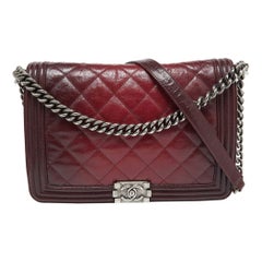 Chanel Burgundy Ombre Quilted Leather Large Boy Flap Bag
