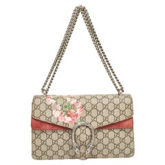 Gucci Pink/Beige Signature Coated Canvas and Suede Small Dionysus Shoulder Bag