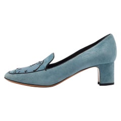 Valentino Blue Leather and Suede Panther Pumps Size 39