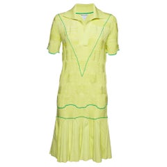 Bottega Veneta Yellow Intreccio Knit Midi Dress XL