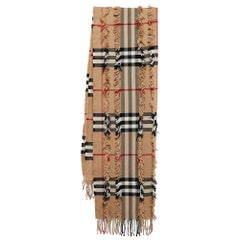 Écharpe à carreaux géants en cachemire beige Burberry Fil Coupe